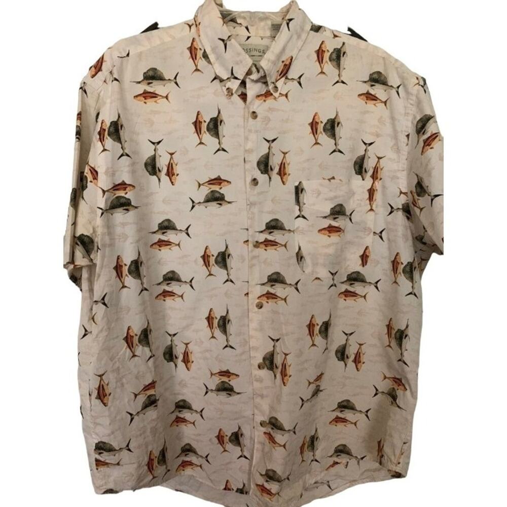 Mens Swordfish Fishing Shirt Large Dad Shirt Casual Short Sleeve Beach Outdoor